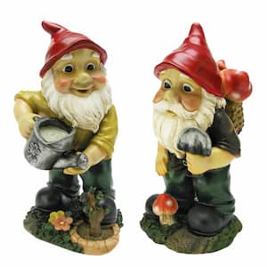 Gulliver and Mushroomie Garden Gnome Statue Set (2-Piece)