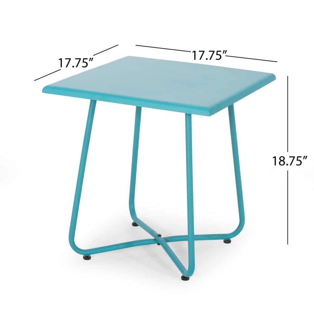 Teal Steel 18" Modern Outdoor Side Table