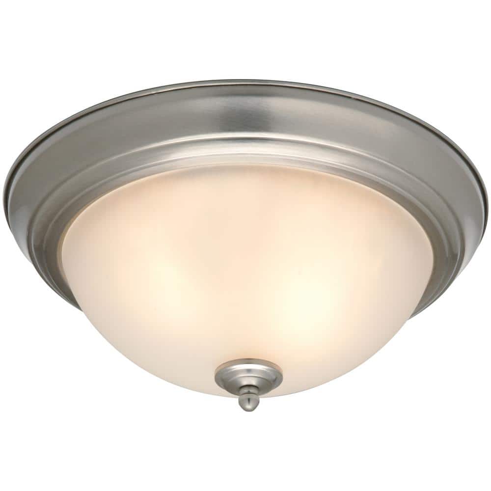 13-Inch Brushed Nickel and Frosted Glass Flush Mount Light