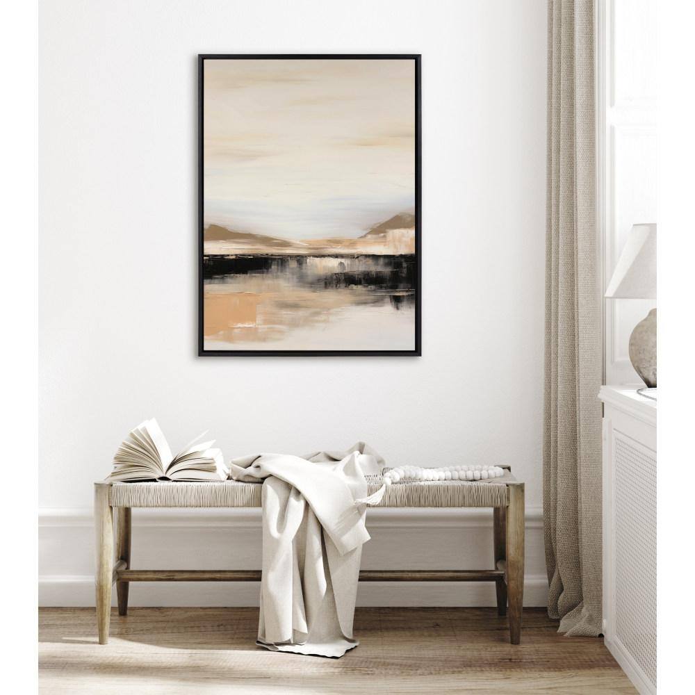 Peaceful Landscape Abstract Canvas Print in Black Frame