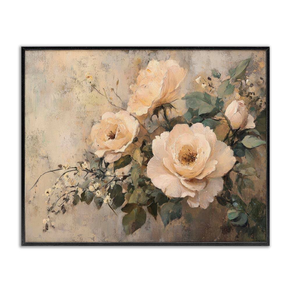 Blush Roses Blooming by Petal Prints Design Black Framed Nature Giclee Art Print 16 in. x 20 in. price history on PriceWatchPro
