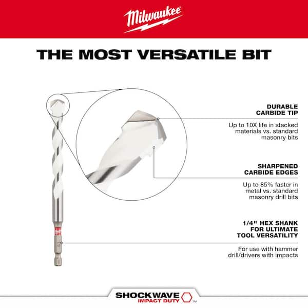 Milwaukee 1/2 in. x 4 in. x 6 in. SHOCKWAVE Carbide Multi Milwaukee 1/2 in. x 4 in. x 6 in. SHOCKWAVE Carbide Multi
