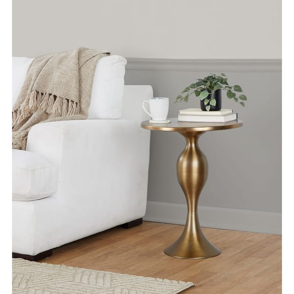 Ashland 19 in. Matte Golden Bronze Round Metal End Table