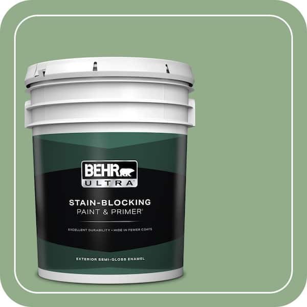 BEHR ULTRA 5 gal. #MQ6-46 Flora Green Semi-Gloss Enamel Exterior Paint & Primer