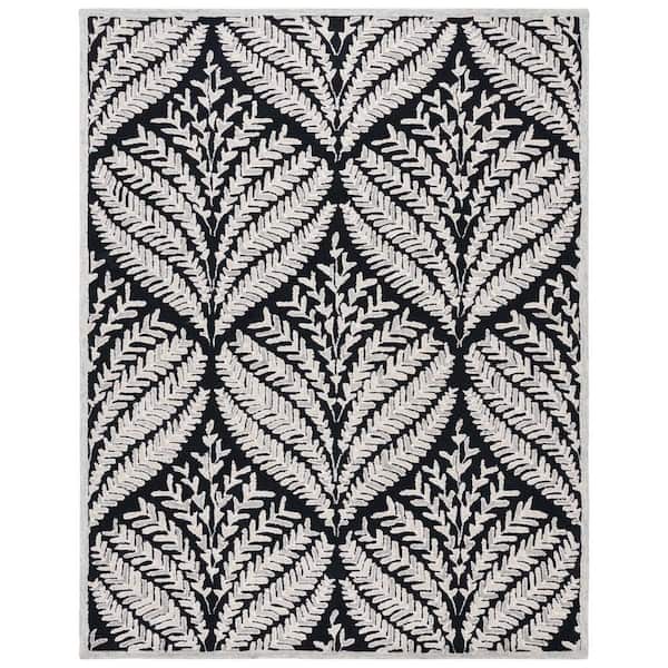 Capri Black/Ivory 9 ft. x 12 ft. Geometric Leaf Area Rug