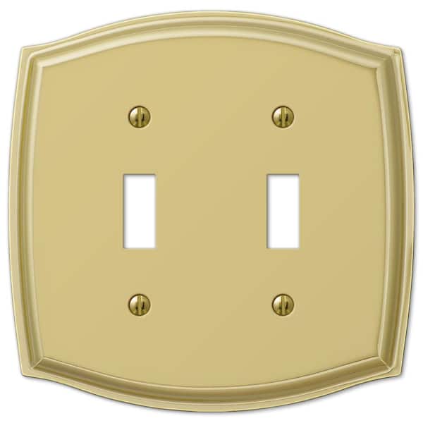 AMERELLE Vineyard 2 Gang Toggle Steel Wall Plate - Polished Brass
