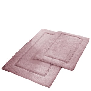 2-Pack Solid Loop Cotton 21x34 inch Bath Mat Set with non-slip backing Dusty Rose