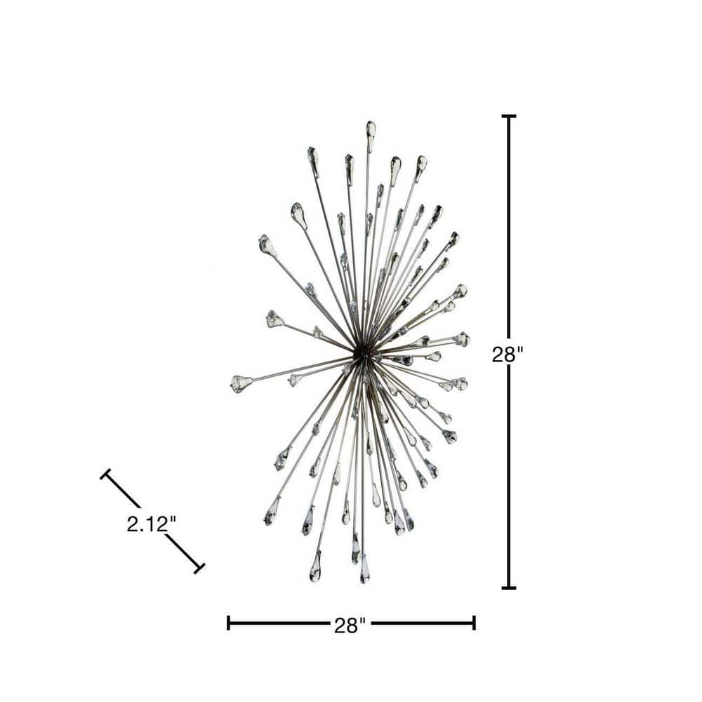 Large Silver and Champagne Metal Starburst Wall Art
