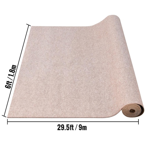 VEVOR Indoor/Outdoor Area Rug 6 ft. W x 29.5 ft. L Waterproof Cuttable Outdoor Carpet, Light Brown