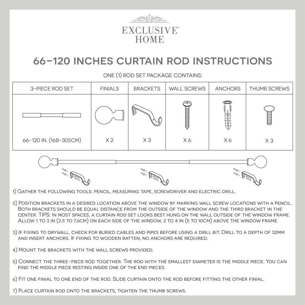 Distressed White Adjustable Curtain Rod with Floral Finials