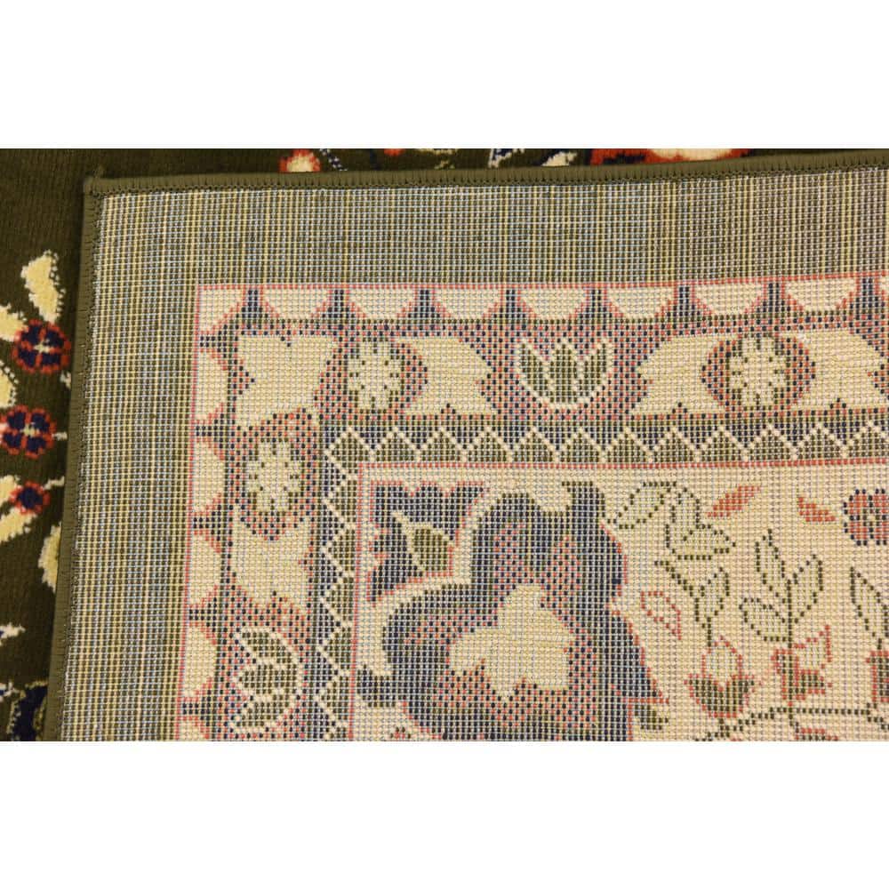 Olive Green and Cream Medallion Synthetic 9' x 12' Area Rug