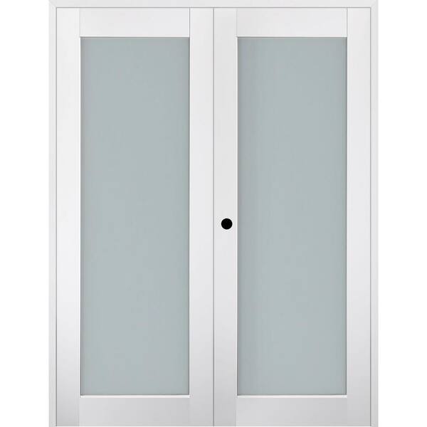 Belldinni Smart Pro 72 in. x 80 in. Right Handed Active Frosted Glass Polar White Wood Composite Double Prehung French Door
