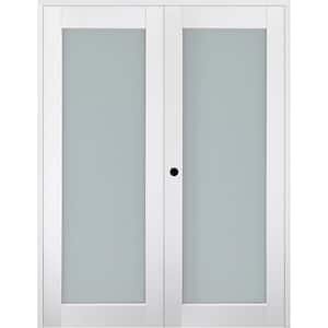 Smart Pro 36 in. x 80 in. Right Handed Active Frosted Glass Polar White Wood Composite Double Prehung French Door