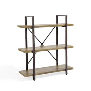 40 in. Brown/Tan Metal 3-shelf Etagere Bookcase with Open Back