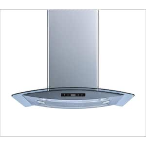 30 in. 475 CFM Convertible Island Mount Range Hood in Stainless Steel and Glass with LED Lights and Touch Control