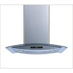 36 in. 475 CFM Convertible Island Mount Range Hood in Stainless Steel and Glass with Mesh Filter and Touch Control