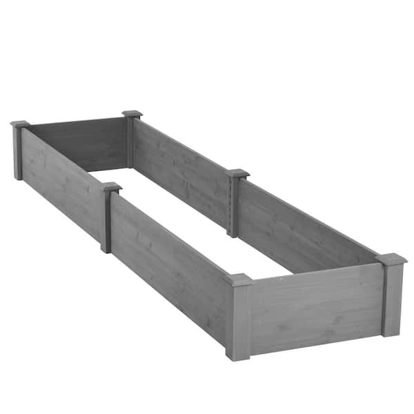 Unbranded 96 in. Gray Wood Outdoor Raised Beds, Tool-Free Assembly (1-Pack)