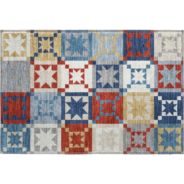 Mayfield Premium Machine Washable Abstract AMF2538 Red 3 ft. x 4 ft. Area Rug