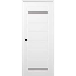 Perla 18 in. x 80 in. Right Hand 2 Lite Frosted Glass Snow White Composite Wood Single Prehung Door