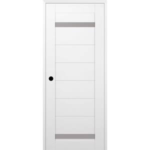 Perla 30 in. x 96 in. Right Hand 2-Lite Frosted Glass Snow White Composite Wood Single Prehung Door