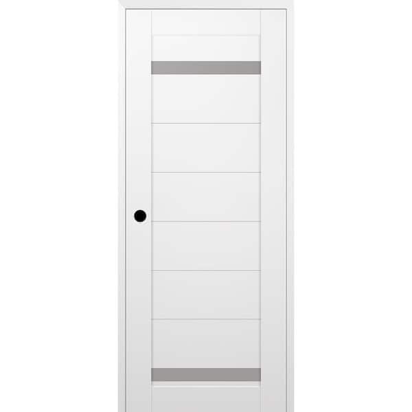 Perla 36 in. x 80 in. Right Hand 2-Lite Frosted Glass Snow White Composite Wood Single Prehung Door