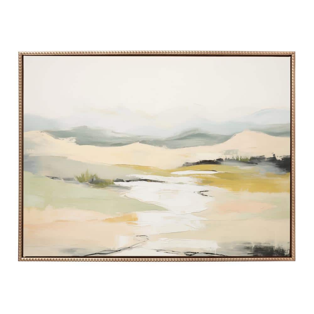 Gold Framed Abstract Landscape Canvas Painting, 32" x 42"