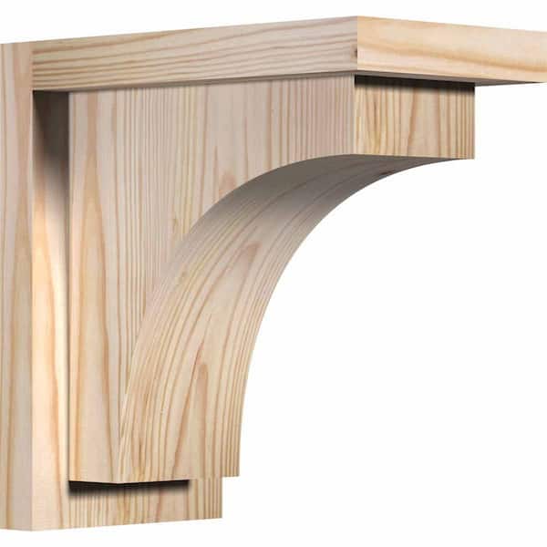 Ekena Millwork 5-1/2 in. x 10 in. x 10 in. Douglas Fir Huntington Smooth Corbel with Backplate