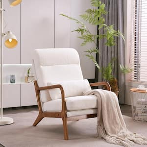 Off-White Teddy Velvet Leisure Chair with High Back