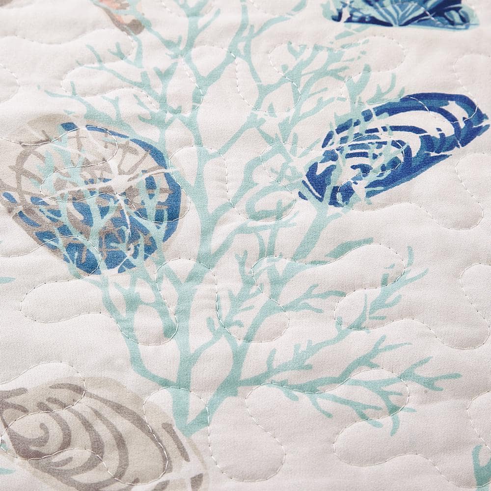 Twin Blue Coral Reversible Microfiber Quilt Set