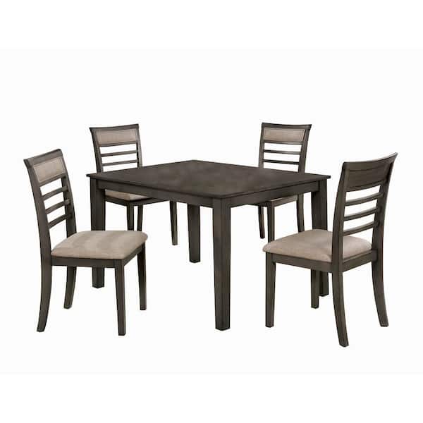 William's Home Furnishing Fafnir Weathered Gray and Beige Transitional Style Dining Table Set (5-Piece)