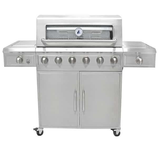 3 Embers 6 Burner Stainless Steel Dual Fuel Propane Gas Grill