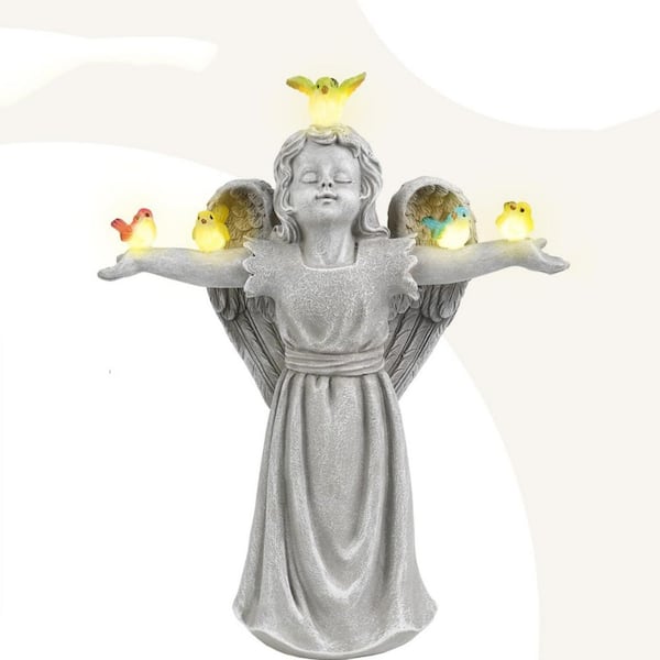 12 in. Tall Indoor/Outdoor Angel Garden Statue Yard Art Decoration, Gray