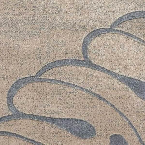 5 ft. x 7 ft. Beige and Gray Botanical Leaves Non Skid Area Rug
