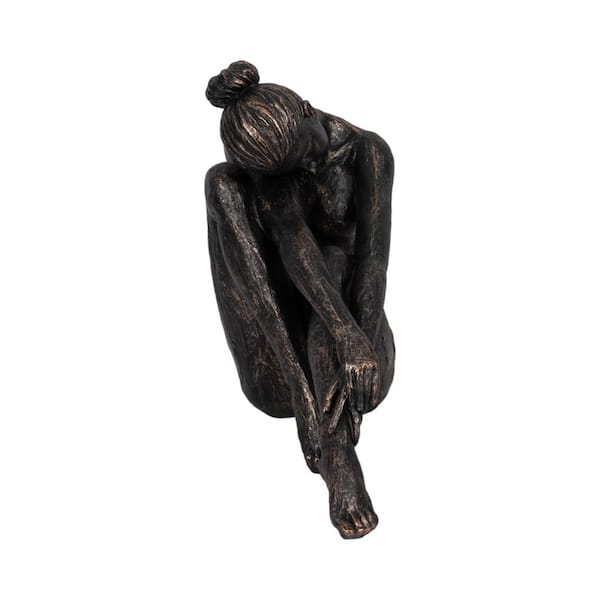 Liv & Skye Bronze 16 in. x 14 in. Resin Resting Ballerina