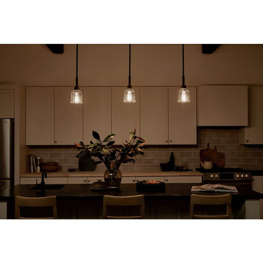 Aivian 5" Black and Clear Glass Mini Pendant Light