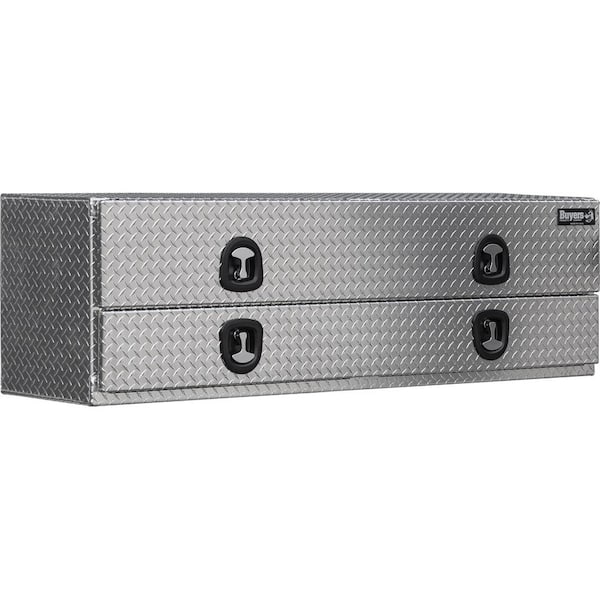 BUYERS PRODUCTS 21x18x96 In Diamond Tread Aluminum Flatbed Contractor Top Mount Tool Box With Lower Door