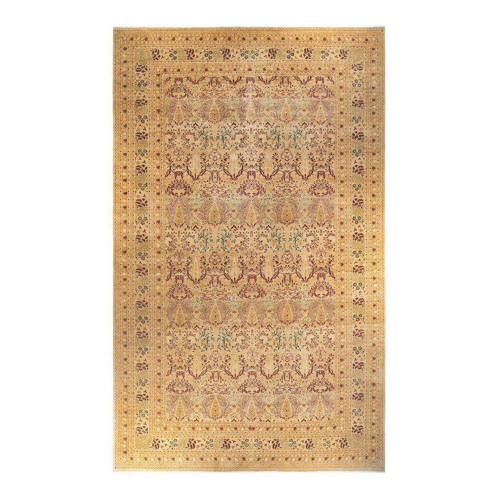 Mogul Ivory Hand-Knotted Wool Oriental Area Rug 12'x20'