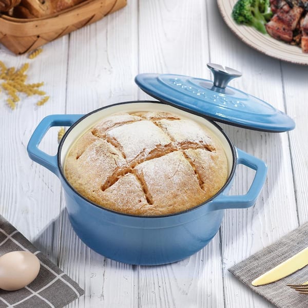 Velaze 7.5 QT Enameled Oval Dutch Oven Pot with Lid, Cast Iron Dutch Oven  with Dual Handles for Bread Baking, Cooking, Frying, Non-stick Enamel  Coated