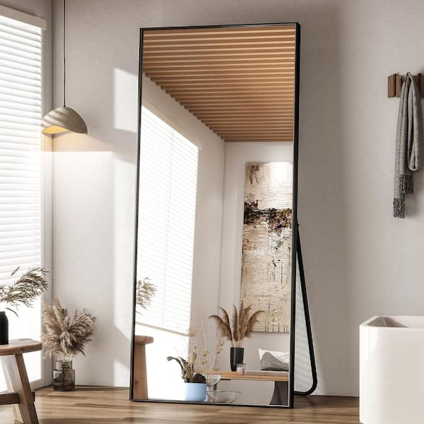 29.9 in. W x 70.9 in. H Rectangular Modern Aluminum Alloy Framed Black Full Length Mirror Wall Bathroom Vanity Mirror