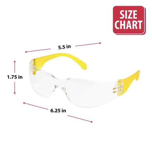 Safe Handler Yellow, Crystal Clear Lens Color Temple Safety Glasses,  (72-Pairs) BLSH-ESCR-CLLCT-SG4Y-72 - The Home Depot