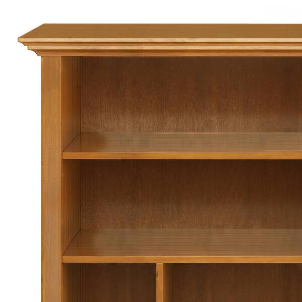 Simpli Home Amherst 5-Shelf Solid Wood Bookcase in Russet Brown