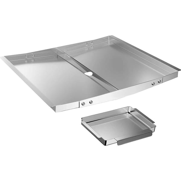 Adjustable Stainless Steel Grease Tray with Catch Pan for Gas Grill Models, Rustproof Heavy Duty 1 Piece Set
