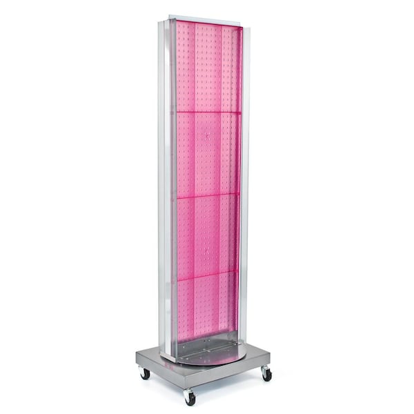 16 W X 20 H Pink Counter Top Rotating Pegboard Tower Display Unit 