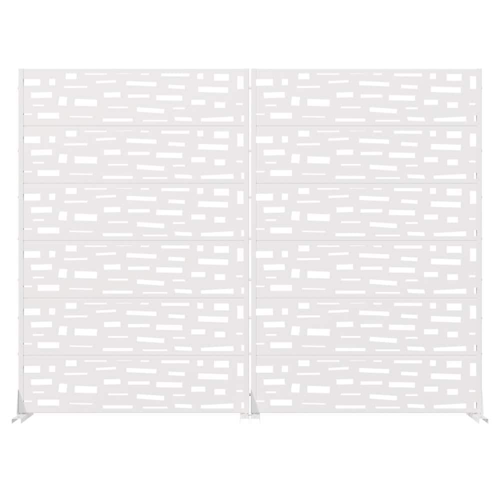 72 in. H x 47 in. W Outdoor White Galvanized Steel Decorative Garden Fence Privacy Screen (2-Pack) price history on PriceWatchPro
