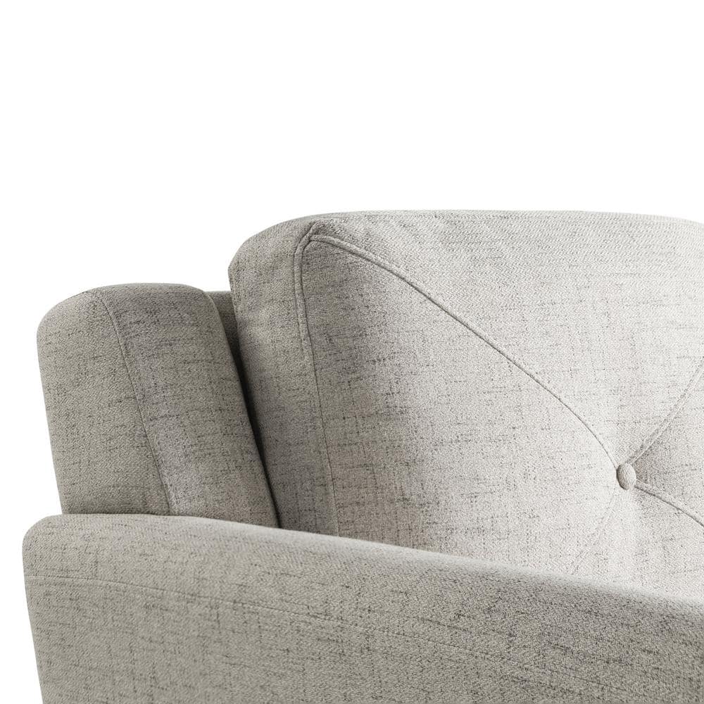 Beige Tufted Microfiber Loveseat with Flared Arms