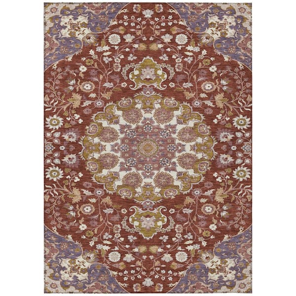 Chantille Machine Washable Indoor/Outdoor Abstract ACN2611 Burgundy 3 ft. x 4 ft. Area Rug