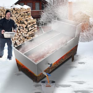 Maple Syrup Evaporator Pan 48 in. L x 24 in. W x 19 in. H Stainless Steel Maple Syrup Boiling Pan with and Thermometer