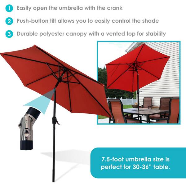7.5 patio umbrella burnt orange MASTERCANOPY 7.5ft with Solar Lights, The built Sunnydaze Decor - 7.5' Patio