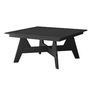 Birchwood Outdoor Patio 37 in. Square HDPE Conversation Coffee Table in Black