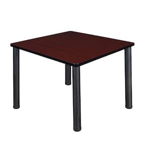 Rumel 36 in. L Square Mahagony and Black Wood Breakroom Table (Seats 4)